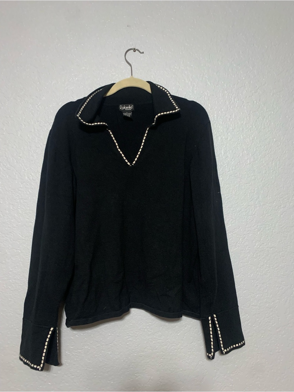 Rafaella Black Women's Top with White Logo Trim